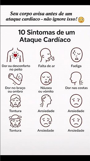 Seu corpo avisa! 10 sintomas de ataque cardíaco que você nunca deve ignorar. ⚠️💔 #saúde #prevenção