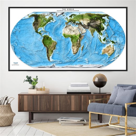 Topographic World Map: Equal Earth Projection Satellite Image (personalized Options) - Etsy