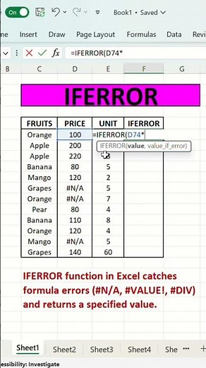 Handle errors easily using IFERROR in Excel! #excel #exceltips #exceltutorial