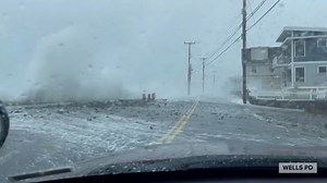 8.1K views · 191 reactions | WOW! The angry ocean churned up some big waves during high tide in Wells this morning. An officer captured this great video on their dashcam. https://bit.ly/33ILuai | WMTW-TV | Facebook