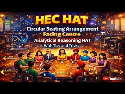 HEC HAT: Circular Seating Arrangements (Facing North), Tips & Tricks #HecHat #analyticalreasoning