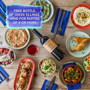 Any table of 4 or more reserved via Bookatable will receive a FREE bottle of Ellinas red or white wine when dining from our Filoxenia Dinner Menu. Available Sunday – Thursday after 5pm at our Reading, Windsor, Bournemouth and Southampton restaurants. The ideal way to enjoy authentic Greek hospitality. Hit the link to try the new menu and claim your bottle. Terms and conditions apply. | The Real Greek | Facebook