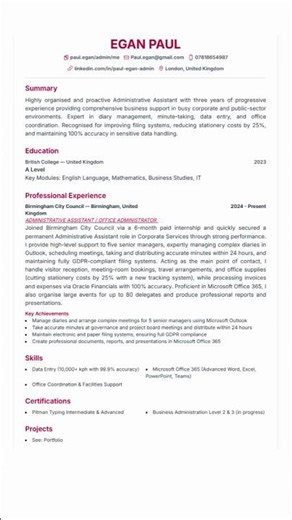 Administrative Assistant CV 2026 🇬🇧 | ATS-Friendly Resume That Scores 90%+ (UK Recruiter Approved)