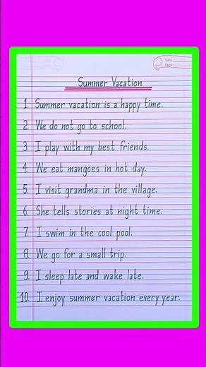 summer vacation essay 10 lines/essay on summer vacation/summer vacation essay in english #essay