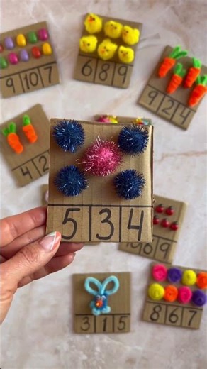 🙌 Tactile Spring 🐥 🥕 Numbers Boards Early Math Kids Counting Activity #preschool