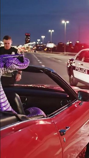 Snake riding a car gets pulled over by a cop #copped#hitandrunsquad #viral #memes #fyp #police