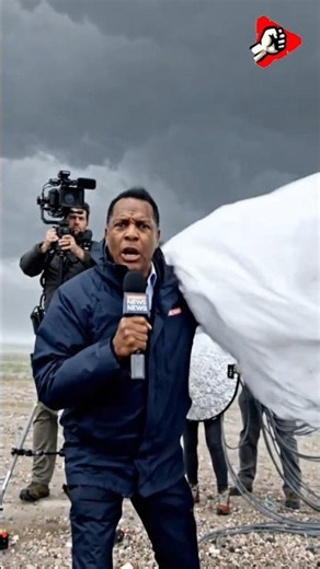 Live weather update went off-script real quick 😭📹🌪️