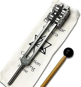 Earth Star 68.05 Hz Weighted Tuning Fork (9th) Carry Bag and Striker - Sound Healing and Biofield Harmonization - Sound Therapy Tools, Sound Healing Instruments - Gray