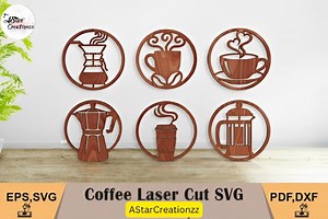 Coffee Cup Wall Art Laser Cut SVG Set, Coffee Lover Decor, Coffee Elements, Wooden Laser Cut Designs, Coffee Nook Crafts, DIY Coffee Art - Etsy UK