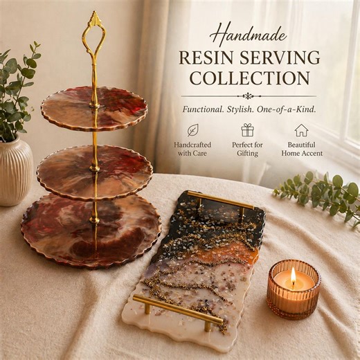 Handmade Resin Serving Tray Set | 3-tier Stand, Handle Tray, Home Décor - Etsy