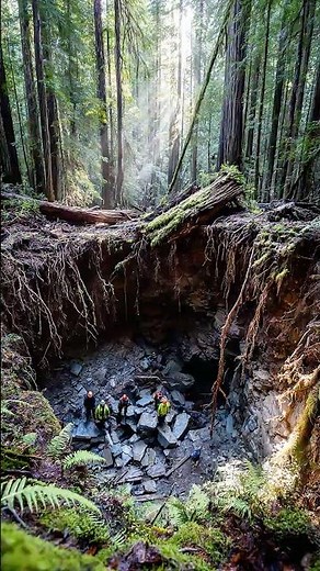 Forest Sinkhole Opens Revealing Cut Stone Beneath Roots