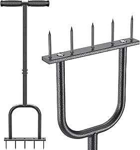 BeneLabel Handheld Lawn Aerator Spike Manual Tool with Solid Spikes Grass Aerators for Lawn with Soft Rubber T-Handle Revives Lawn Health, Loosening Soil