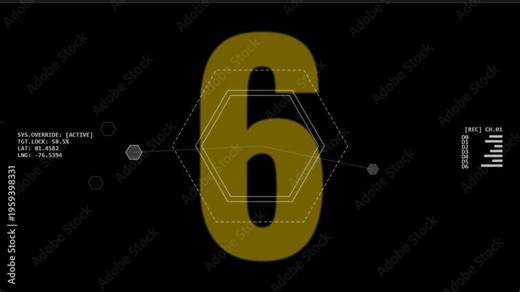 Hightech HUD interface featuring an animated colorful countdown timer from 10 to 1