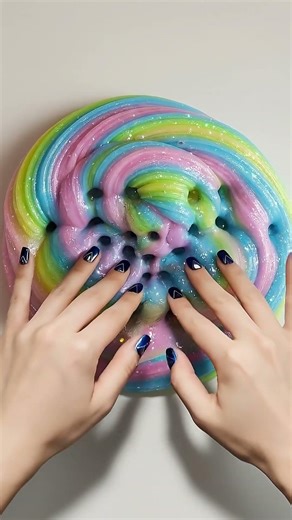 Glossy Rainbow Slime Deep Pokes! 🌈✨ #ASMR #Slime #Satisfying #Relax #Shorts