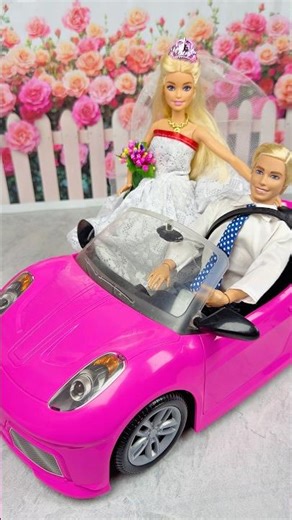 Satisfying With Unboxing Barbie Doll And Ken Bridal Dress Bedroom Set Toys #shorts