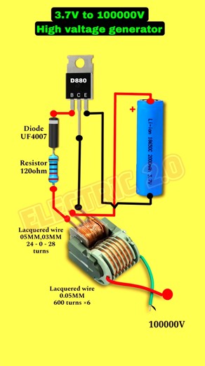 174K views · 1.2K reactions | 3.7V to 100000V | High voltage generator #highvoltage #voltagebooster | Electric 2.0 | Facebook