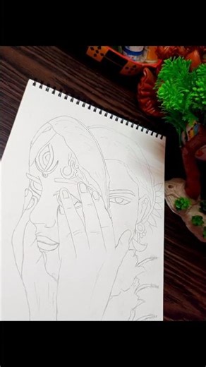 Beautiful Durga ma drawing & Ma kali drawing 🙏❤️ #art #madurga #makali #shorts #drawing
