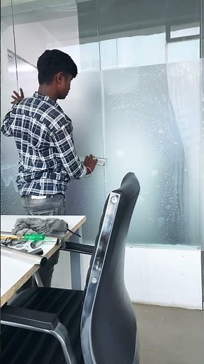 Frosted glass film installation #glassfilm #glass #glasscutting