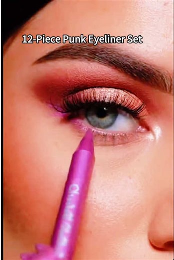 Vibrant 12-Color Punk Pearlescent Eyeliner Set