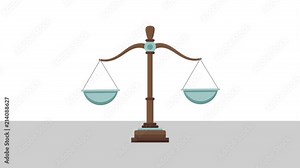 Justice balance cartoon over white background High Definition animation colorful scenes