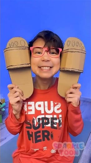 😄 Slipper Test Time! Funny vs Safe Cardboard Slippers 🩴✨ #Learning #Kids