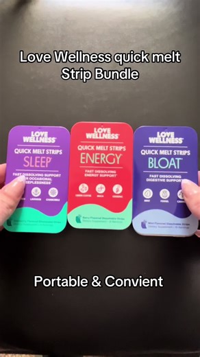Just got this Love Wellness quick melt strip bundle from Tictok Shop and it’s such an easy add to my routine. Is includes Sllep, Bloat, and Energy support in convenient dissolvable strips. Perfect for keeping in my bag for on the go needs. #wellness #tictockshopfinds #energysupport #sleepsupport #bloatsupport