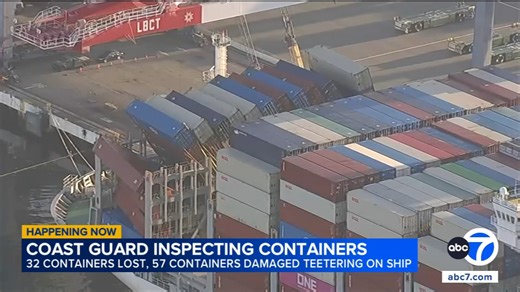 Coast Guard working to offload damaged shipping containers at Port of Long Beach