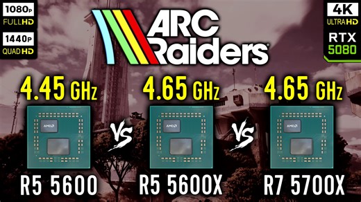 CPU Benchmark AMD yzen 5 5600 vs Ryzen 5 5600X vs Ryzen 7 5700X in ARC Raiders (2025) with RTX 5080 - 1080p, 1440p, 2160p 4K 👇👇👇 information Look at what bonuses I offer to sponsors: https://www.youtube.com/channel/UCO346ZpBN8jnD0fsqgF2stA/join Voluntary donations for the channel: https://www.youtube.com/c/NeochannelNeochannel/about Timecode: 00:00 System configuration 00:20 Benchmark - DLSS Ultra perf. - R5 5600 vs R5 5600X vs R7 5700X 03:20 Results - DLSS Ultra perf 03:40 Benchmark - Epic |