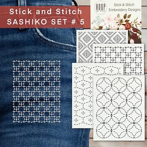 Stick and Stitch Visible Mending, Sashiko Embroidery Patch Repair, Peel & Stick Transfer Paper, Japanese Hand Sewing, Clothing Repair Set #5 - Etsy