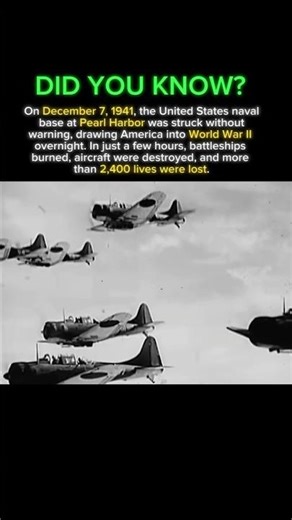 December 7, 1941: Pearl Harbor Attack Shocked America #PearlHarbor #WWII #HistoryFacts #OnThisDay