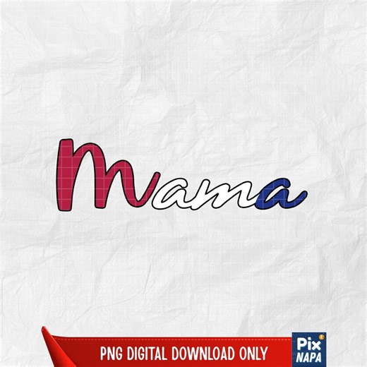 Mama USA PNG Script Design Red Plaid White Blue Letters - Etsy