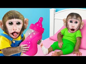 Mono BonBon cuida a un bebé mono enfermo y le prepara un pastel 🎂🐵💖 | MoMo Aventuras Esp