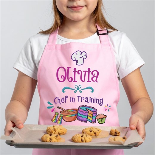 Chef in Training Apron, Custom Kids Apron, Personalized Girls Apron, Personable Children Apron, Birthday Gift for Daughter Son
