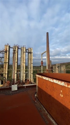 On top of a processing building in Cwm Coke Works.