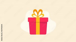 Red gift box animation. Motion graphics and digital composition