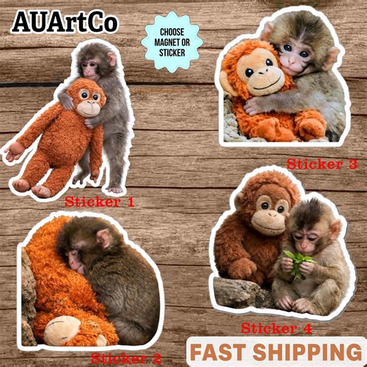 Viral Baby Monkey Sticker - Punch the Monkey Cute Decal for Water Bottles and Laptops - Famous Zoo Monkey - Emotional Support Animal Sticker - Etsy