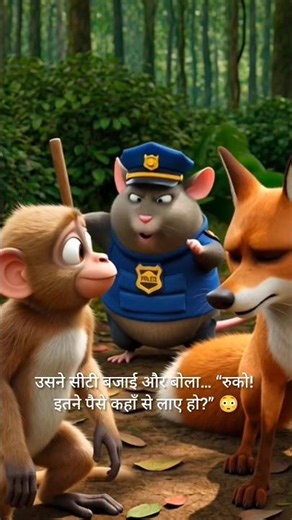 चूहा पुलिस ने बंदर और लोमड़ी को रास्ते में रोका 😱🐭 | Funny Jungle Story | business ideas🙏#trending