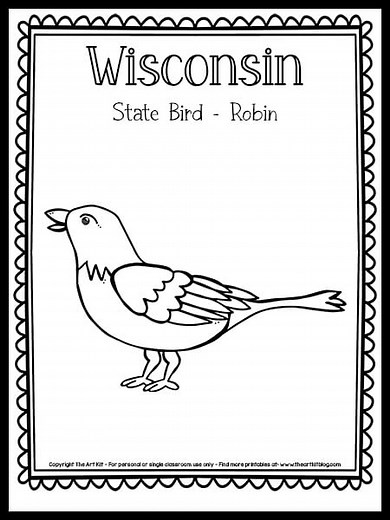 Wisconsin State Bird Coloring Page (Robin) {FREE Printable!}