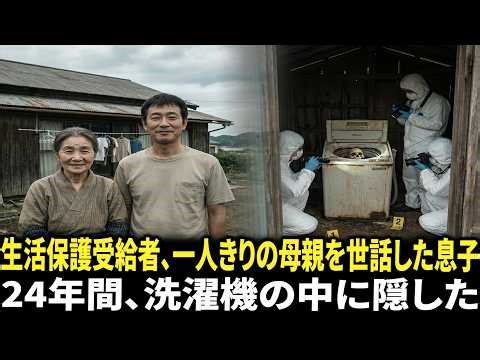 1995年、生活保護を受ける一人きりの母を世話した息子。24年間、洗濯機の中に隠し続けた。