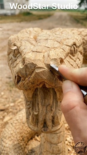 Python Snake 🐍🔥 | Wood Sculpture #shorts #woodworking #satisfying #wood #art