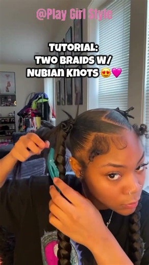 Nubian Knots ✨Two Braided Ponytail! Using Bundles I PlayGirlStyle #Shorts