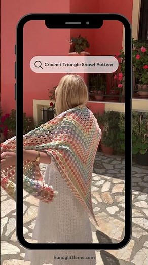 Crochet Triangle Shawl Pattern (Granny Stripe)