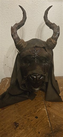 Baphomet Goat Mask: Burlap, 3D Printed Horns, Bloody Scarecrow - Etsy