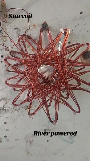 Magnets dancing in the vortex of 2 opposing star coils. The star coils are taking power from the river turbine which is only running on 2 phases. #scraptopower #offgrid #homemade #RenewableEnergy #devices #starcoil #vortex #energy #magnet #experiment #holistichealth #copper #vibration #frequency #fyp #foryoupage | Barra Mulligan