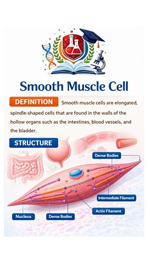 DEFINITION OF SMOOTH MUSCLE CELL & STRUCTURE || WHAT IS SMOOTH MUSCLE CELL || #mltstudents #mltips