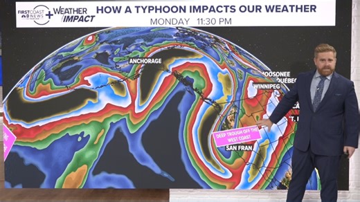 Half a world away, a typhoon is steering our weather here on the First Coast
