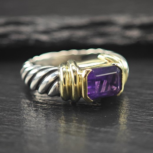 David Yurman Amethyst 14K Gold Accent Ring Sterling Silver - Etsy