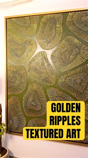 Golden Ripples- Textured art on canvas 🧡💚 #shorts #art #texturedart