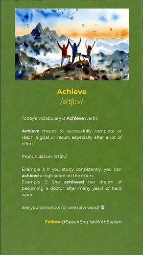 Achive Pronunciation & Examples #englishvocabulary #englishtutor #languagelearning #learnenglish