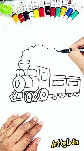 Easy Train 🚂 Drawing for kids | Art by Lelin #drawing #art #easydrawing